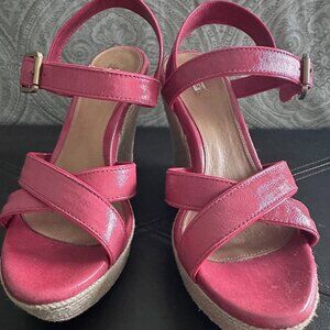 Ugg Leather Espadrille Sandals Pink Size 8.5